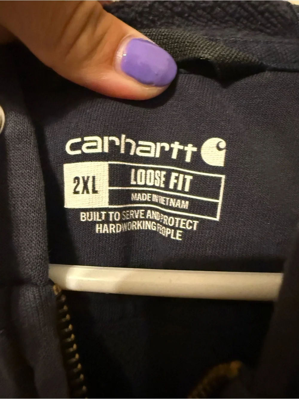 Carhartt Slate Blue Hooded Zip Jacket with Gold Logo